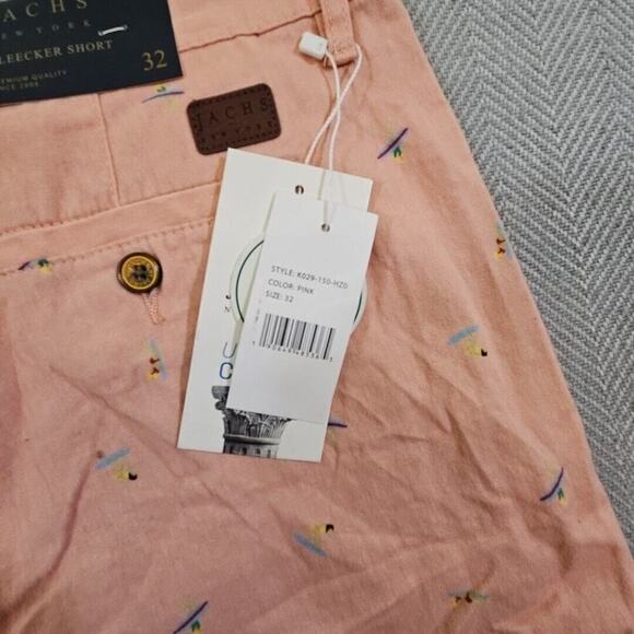 Jachs New York Twill Shorts Men's W32 9" Inseam Pink Surfboard Motif NWT - Picture 8 of 10